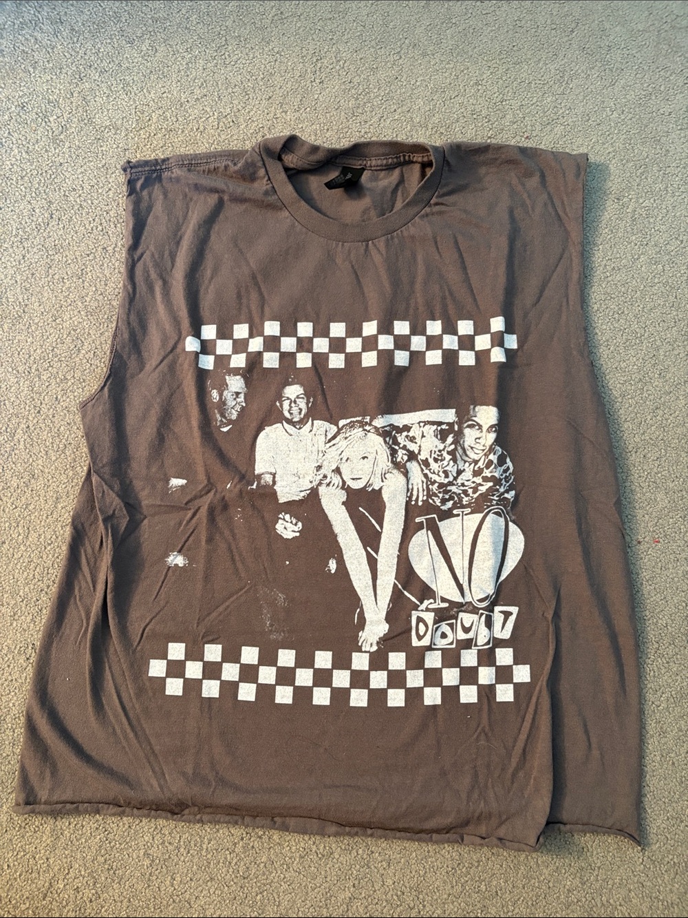 No Doubt Graphic Muscle Tee Cutout- Grey L